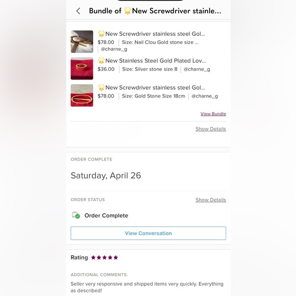 🌟New Screwdriver stainless steel Gold Plated Love Bracelet Bangle - Picture 5 of 15